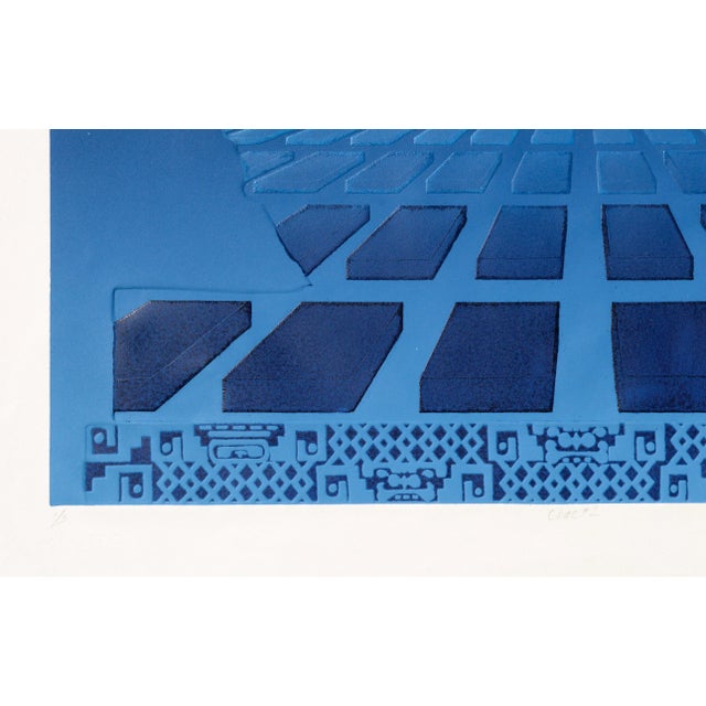 Late 20th Century Marilyn Kruger "Chac #2" Geometric Chac Mool Lithograph Late 20th Century For Sale - Image 5 of 6