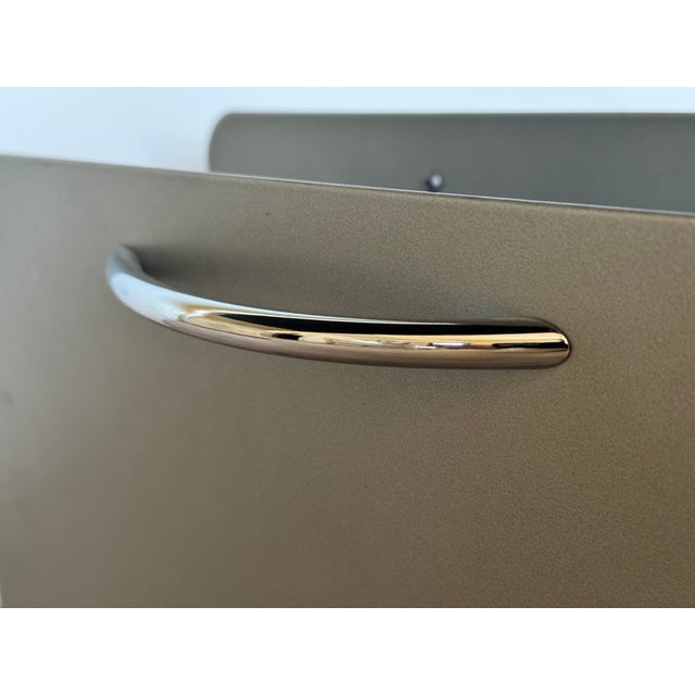 Metal Mid Century Bent Steel Magazine Rack For Sale - Image 7 of 12