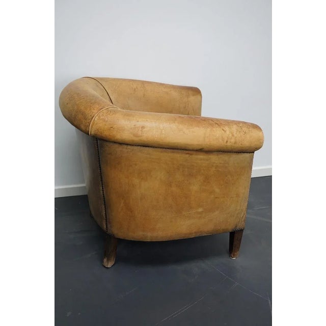 Vintage Dutch Cognac Colored Leather Club Chair For Sale - Image 6 of 17