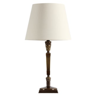 Tall Art Nouveau Patinated Bronze Table Lamp by Thorvald Bindesbøll, Denmark, 1890s For Sale