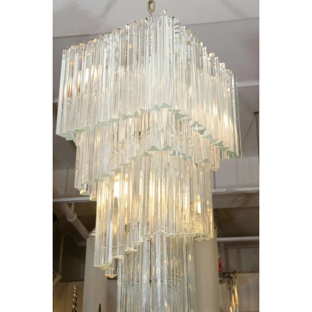 Mid-Century Modern Camer Five-Tier Murano Glass Chandelier For Sale - Image 3 of 4