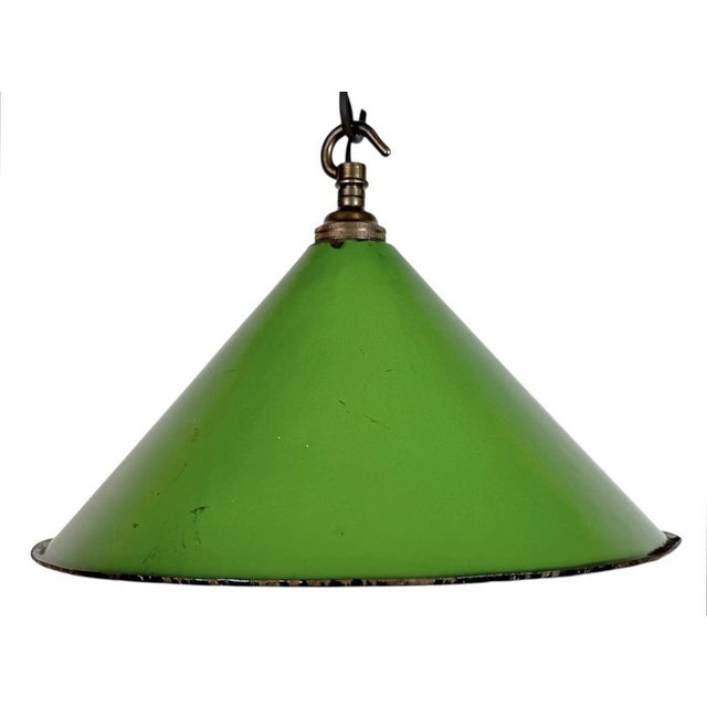 British Industrial Green Enamel Factory Pendant Lamp, 1950s For Sale - Image 17 of 17