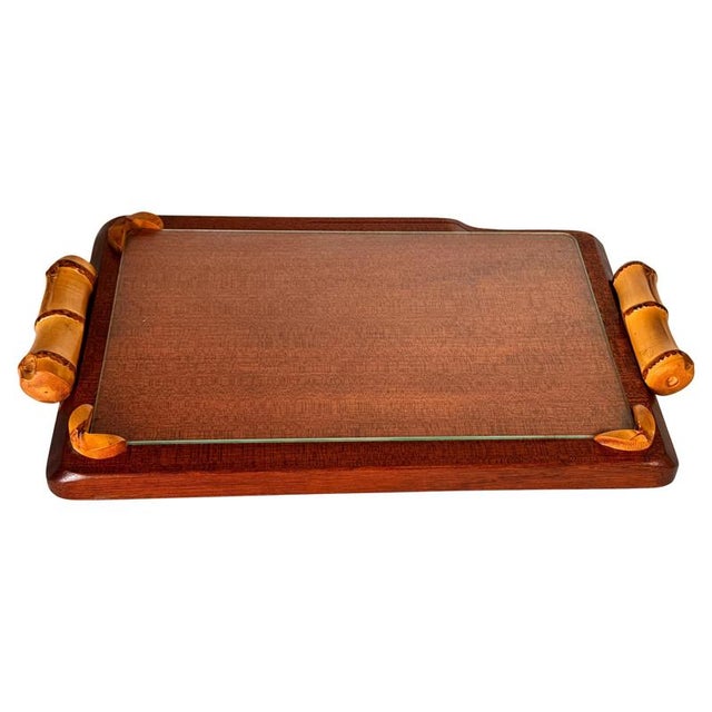 French Wooden Cheese Tray with Glass Plate and Knife Slot, 1970s For Sale - Image 12 of 12