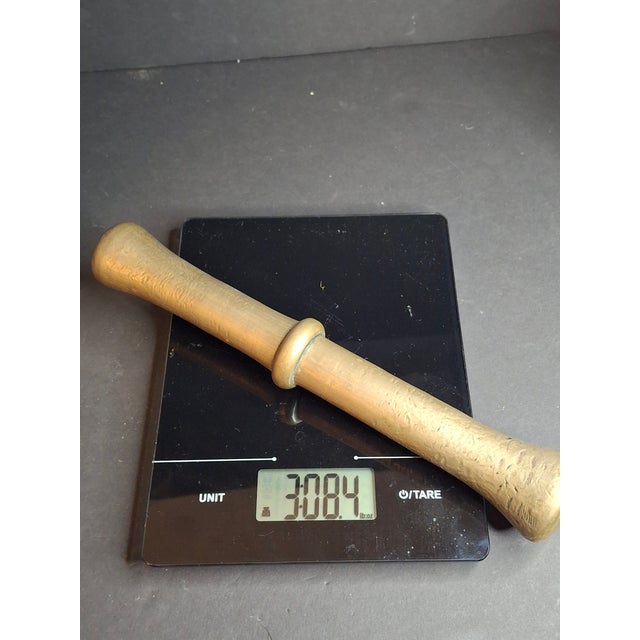 Antique 17th/18th C. Heavy Cast Bell Metal Brass Mortar & Pestle, J. Greenstein Provenance Judaica For Sale - Image 17 of 18