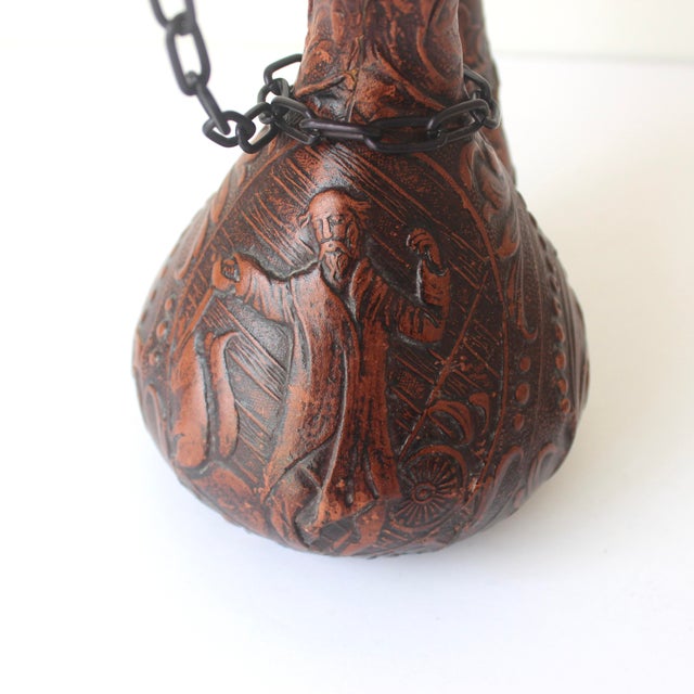 1970s 1970s Vintage Spanish Tooled Leather Porron Wine or Liquor Decanter For Sale - Image 5 of 10
