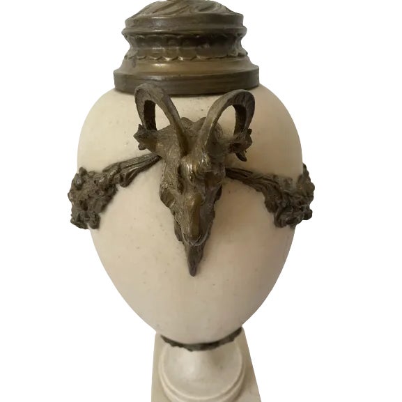French 19th Century Napoleon III Marble and Bronze Urn Cassolettes- a Pair For Sale - Image 3 of 9