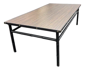 Vintage Stitched Leather Coffee Table by Jacques Adnet, 1950s