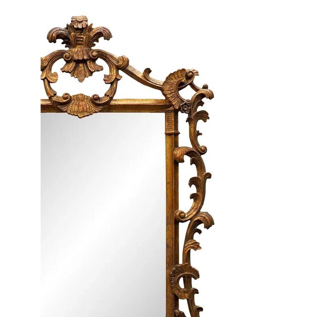Rococo Vintage Rococo Carved and Gilded Wooden Wall Mirror For Sale - Image 3 of 10