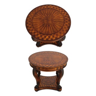 Theodore Alexander Round Sunburst 2 Drawer Center Table For Sale