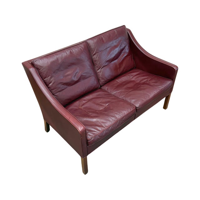 Authentic vintage Danish modern Model 2208 two-seater club sofa designed in 1963 by Børge Mogensen and produced by...