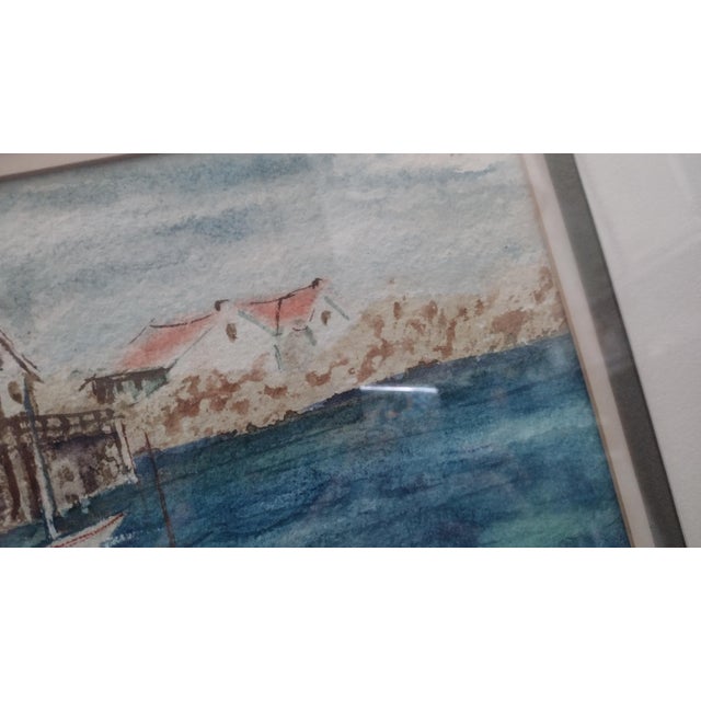 Paint Late 20th Century Maxwell Mandell Fishing Cove Watercolor Painting For Sale - Image 7 of 10