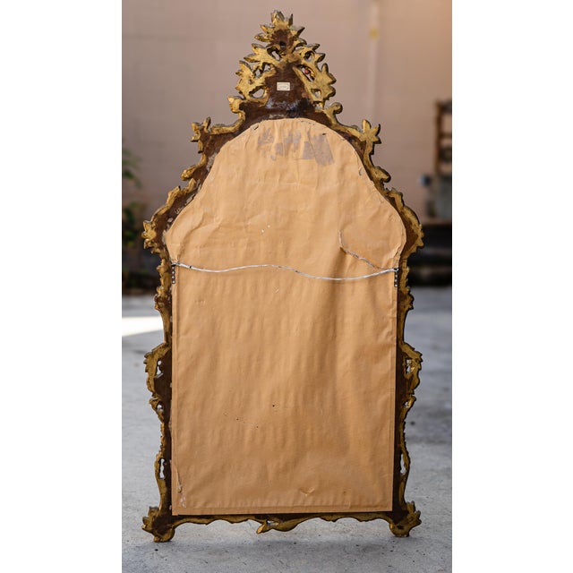 1940s 1940s Ornate Italian Rococo Giltwood Chinoiserie Mirror For Sale - Image 5 of 6