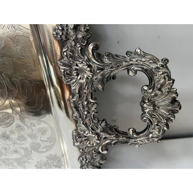 Large Silver-Plated Metal Tray, 1800s For Sale - Image 14 of 16