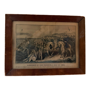 Currier & Ives Surrender of Port Hudson, Louisiana - 1863 Print with Frame