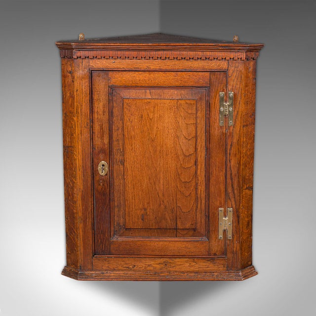 Small Antique Corner Cabinet, English, Golden Oak, Hanging Cupboard, Georgian For Sale - Image 6 of 10