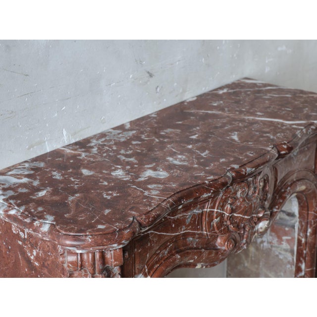 Antique French Rouge Royal Marble Fireplace For Sale - Image 9 of 10