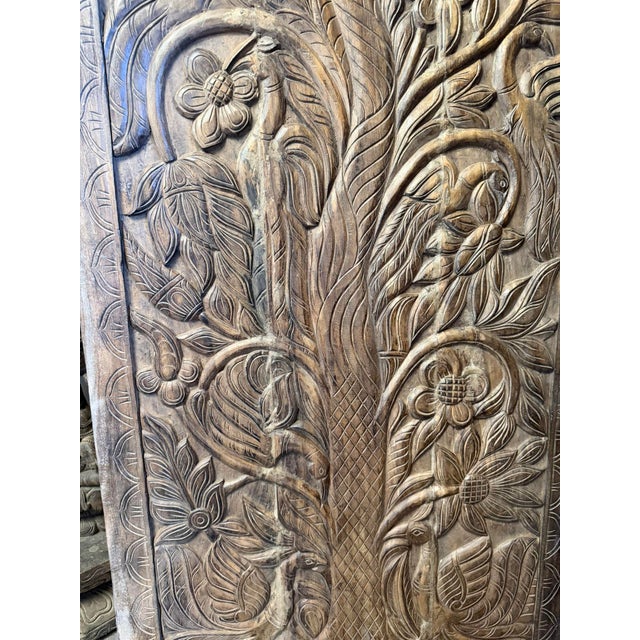 Hand-Carved Sunflower & Botanical Wood Door Panel | Rustic Farmhouse Barn Door Decor 84x36 For Sale - Image 4 of 8