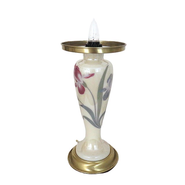 Mid 20th Century Mid 20th Century Art Deco Stye Mushroom Table Lamps With Irises - a Pair For Sale - Image 5 of 7