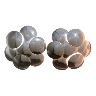 Large Seven Sconces with Seven Convex Discs from Reggiani, Italy, 1970s, Set of 2 For Sale