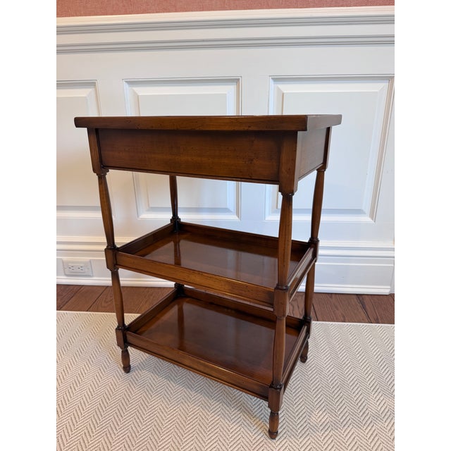 Wood Antique Fruitwood Three Tier Side Table W/ Drawer For Sale - Image 7 of 14