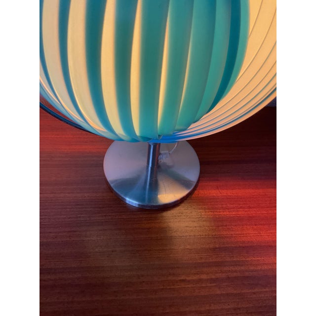 Vintage Spanish Kare Table lamp in Blue PVC and chrome metal base. (Moon Lamp) The original design of this was made in the...
