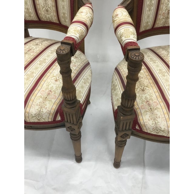 Vintage French Directoire Fauteuil Armchairs - a Pair For Sale - Image 11 of 13