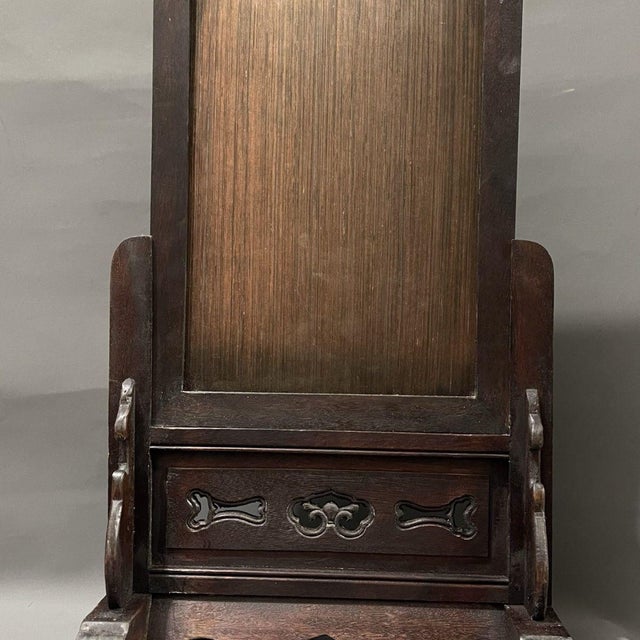 1990s Large Vintage Hardwood Table Screen, Painted Porcelain Jiangnan Scene For Sale - Image 5 of 10