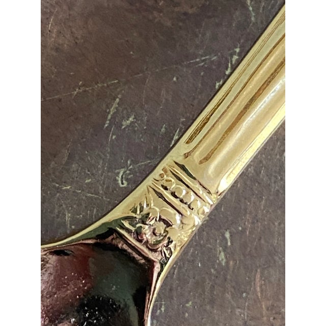 Gold Gold Demitasse Spoons With Impressed Palms, Set of 6 (Japan) For Sale - Image 8 of 10