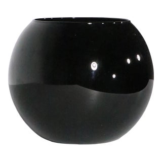 Black Ball Bubble Glass Vase Att. To Cambridge For Sale