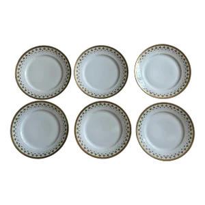 Antique Gold Rimmed Luncheon or Brunch Plates Set of 6
