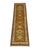 This natural dye wool runner features an olive green field with repeating Kazak-style tribal motifs. A cream border adds...