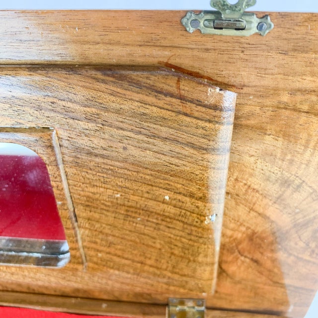 Vintage Sinop Turkey Tulips Handmade Wooden Tramp Art Folk Box Mirror Drawers For Sale - Image 10 of 12