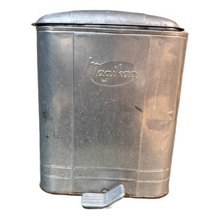 Vintage Magikan Aluminum Step-Pedal Trash Can From the Mid-Century Modern For Sale