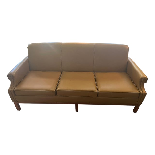 Authentic 1960s Leather Sofa MCM American Built For Sale
