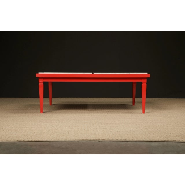 1940s Restored Carrara Marble Coffee Table by Maison Jansen, c. 1940s, Signed For Sale - Image 5 of 12