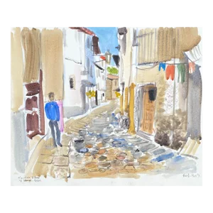 1991 Fred Atkinson Mountain Village Spanish Watercolor