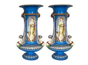 Earthenware Creil-Montereau Vases, 19th Century, Set of 2
