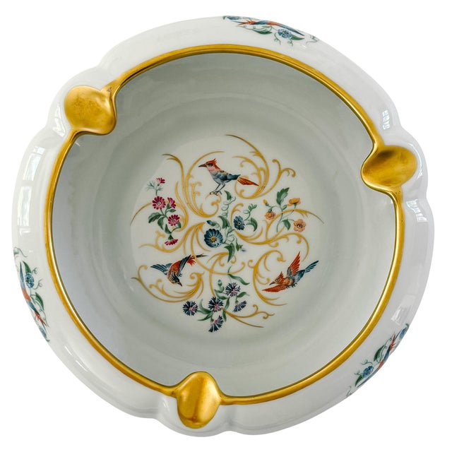 Large Vintage French Limoges Porcelain Ashtray With Birds of Paradise & 22k Gold Gilding For Sale - Image 12 of 12