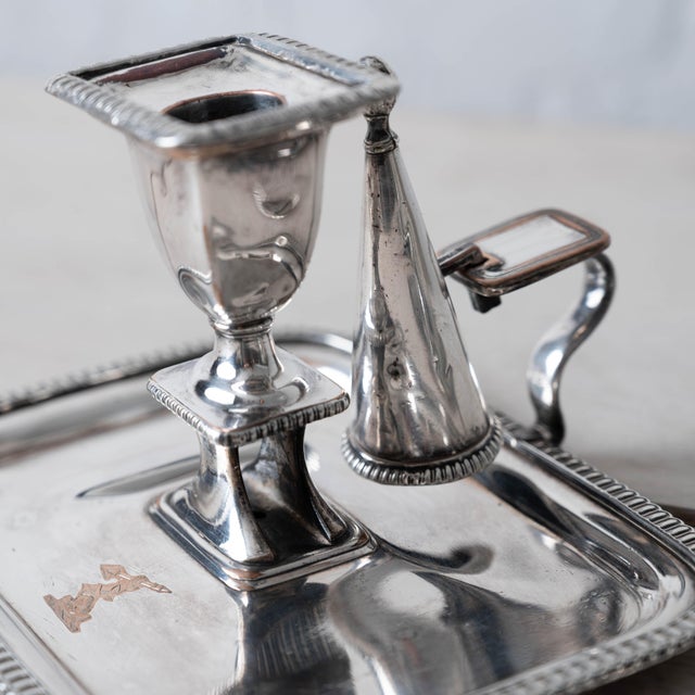 English Pair of Old Sheffield Plate Chambersticks, c.1820 For Sale - Image 3 of 16
