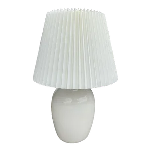 Vintage Ceramic Lamp With Pleated Shade