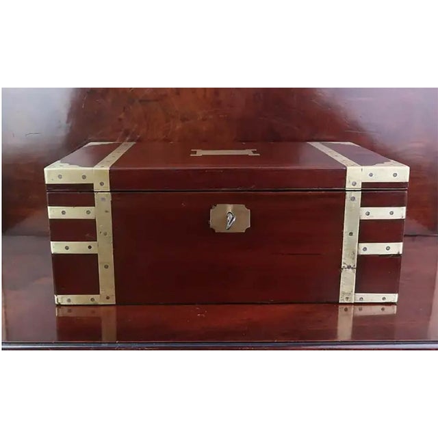 Wonderful solid tropical hardwood writing box or slope Fabulous colour and figure in the wood Fine brass hardware 2 side...