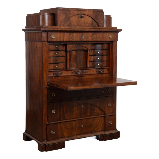 19th Century Danish Biedermeier Mahogany Secretary Bureau For Sale