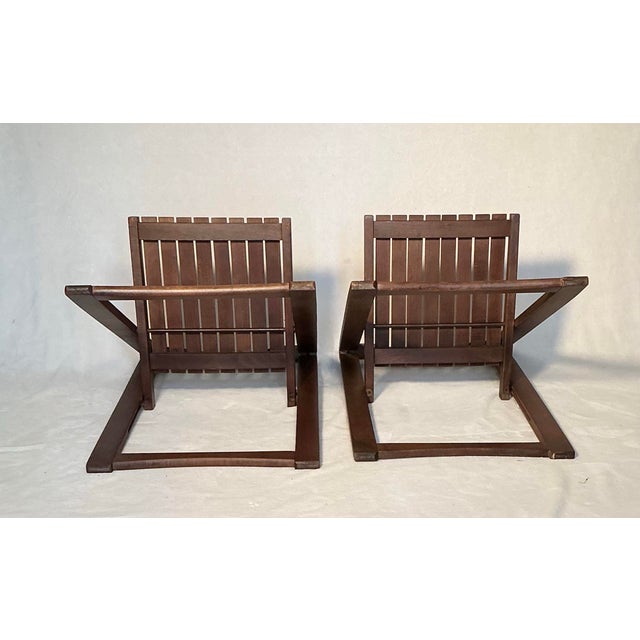 1966 Vintage Aldo Jacober Trieste Slatted Wood Folding Chairs - Set of 2 For Sale In Greenville, SC - Image 6 of 12