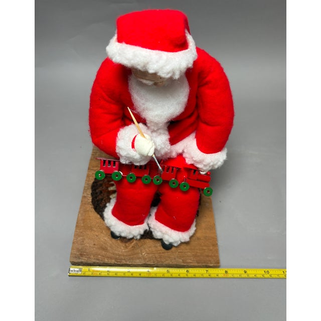 Vintage American Folk Art Santa Claus Toymaker Christmas Sculpture With Train For Sale - Image 10 of 12