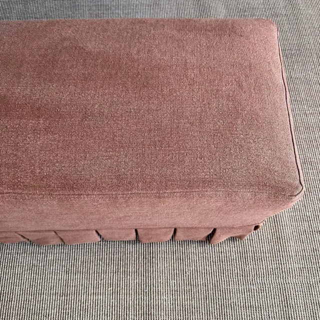Slipcovered Bench in 100% Pure Linen With Pleated Skirt Detail For Sale In Los Angeles - Image 6 of 6