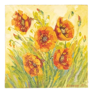 Impressionist Poppies Floral Oil Painting