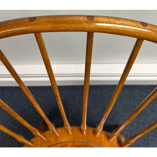 Brown Ethan Allen Country Craftsman Bowback Windsor Armchair For Sale - Image 8 of 11