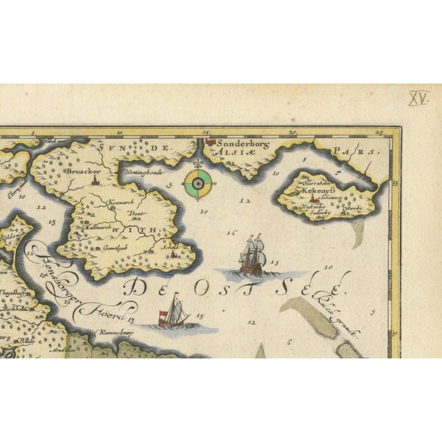 Paper Cartographic Depiction of Flensburg and Surrounding Territories, 1648 For Sale - Image 7 of 8