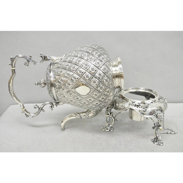 Antique Hawksworth Eyre & Co Victorian Silver Plated "Pineapple" Figural Tipping Tea Pot on Warming Base. Stunning and...