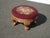 French Country Footstool ~ Vintage French Country Burgundy Floral Round Needlepoint Footstool#2 For Sale - Image 3 of 16
